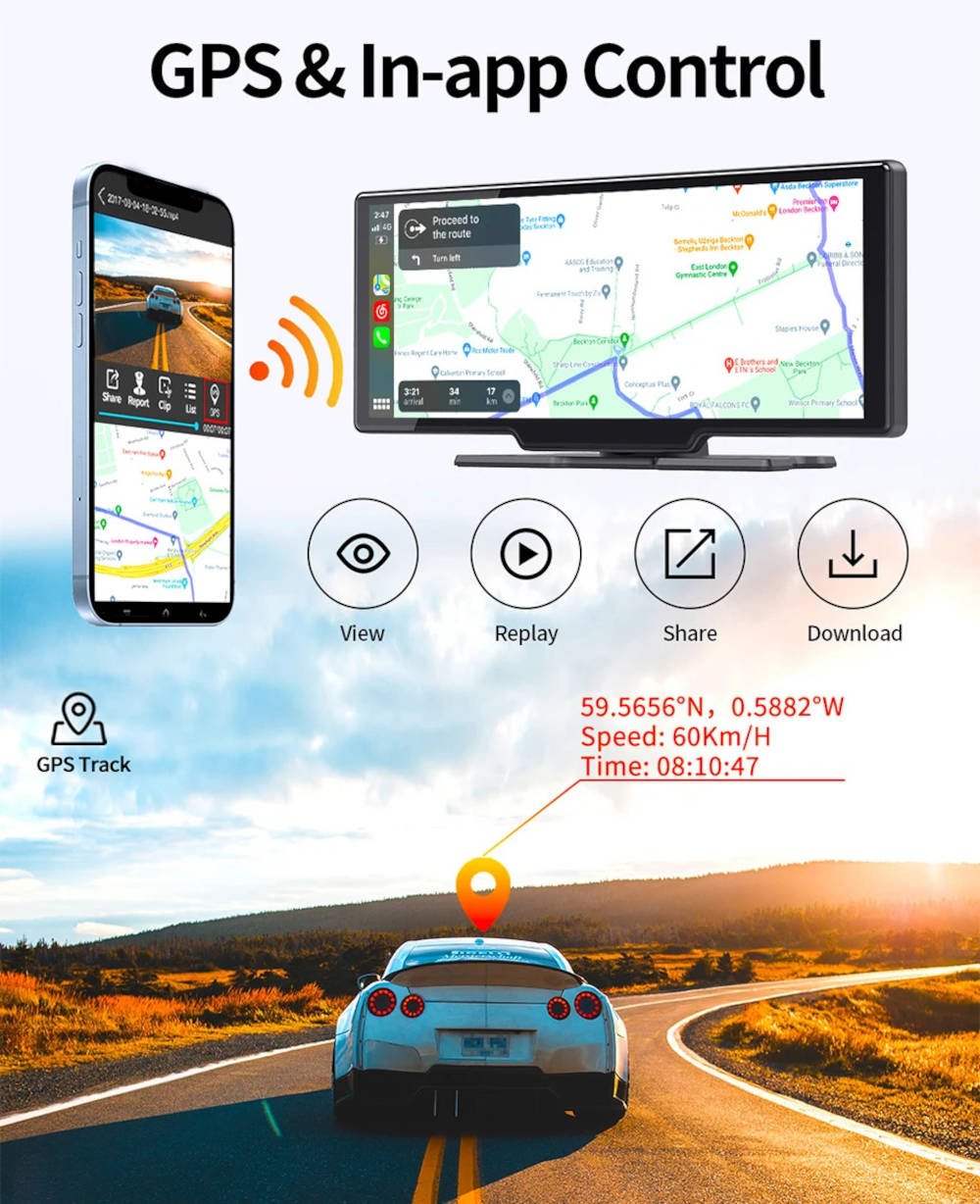 4K dashbordkamera med ryggekamera og ADAS